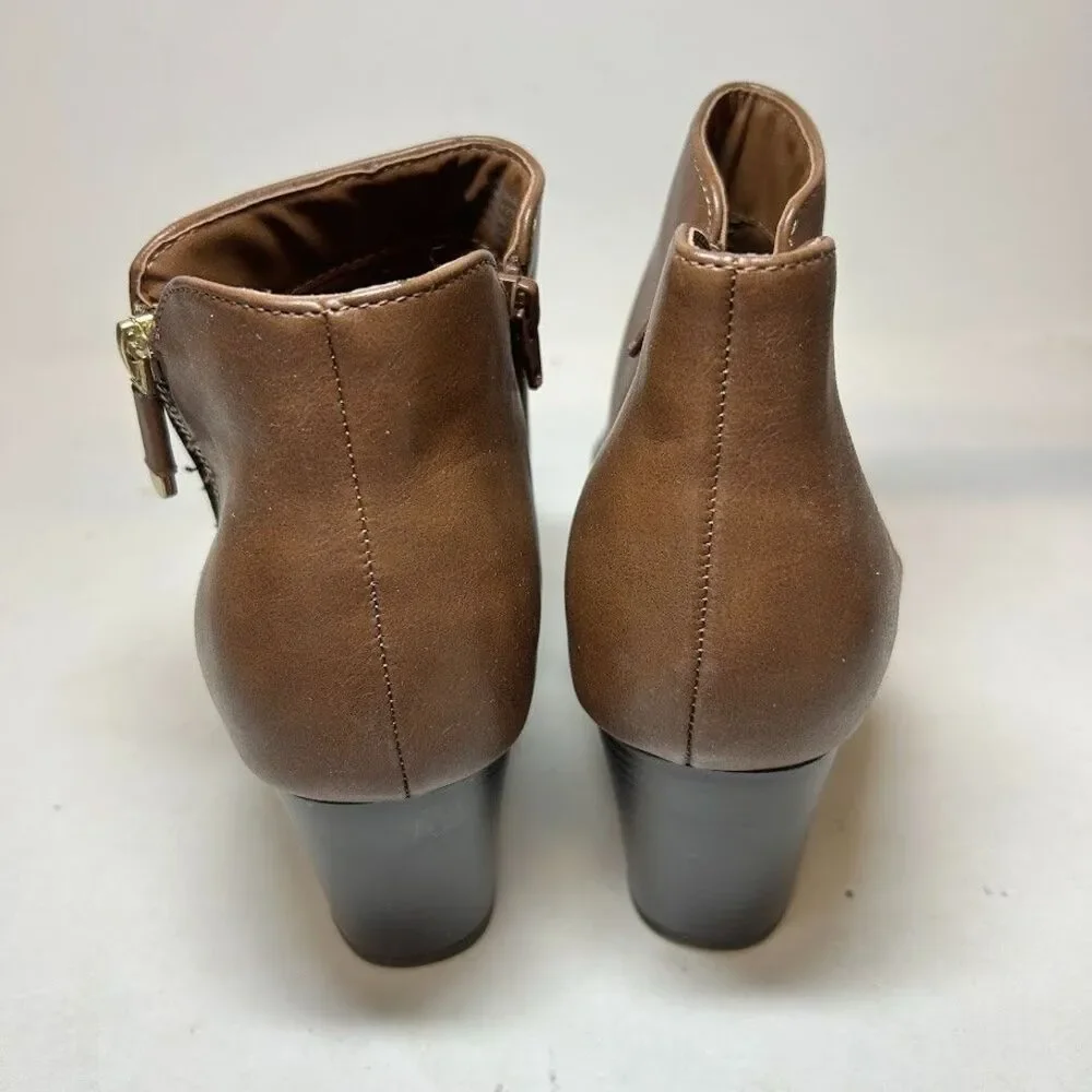 Style Co Womens 9.5 M Cognac Brown Masrinaa Zip Up Ankle Boot DISPLAY RJ8